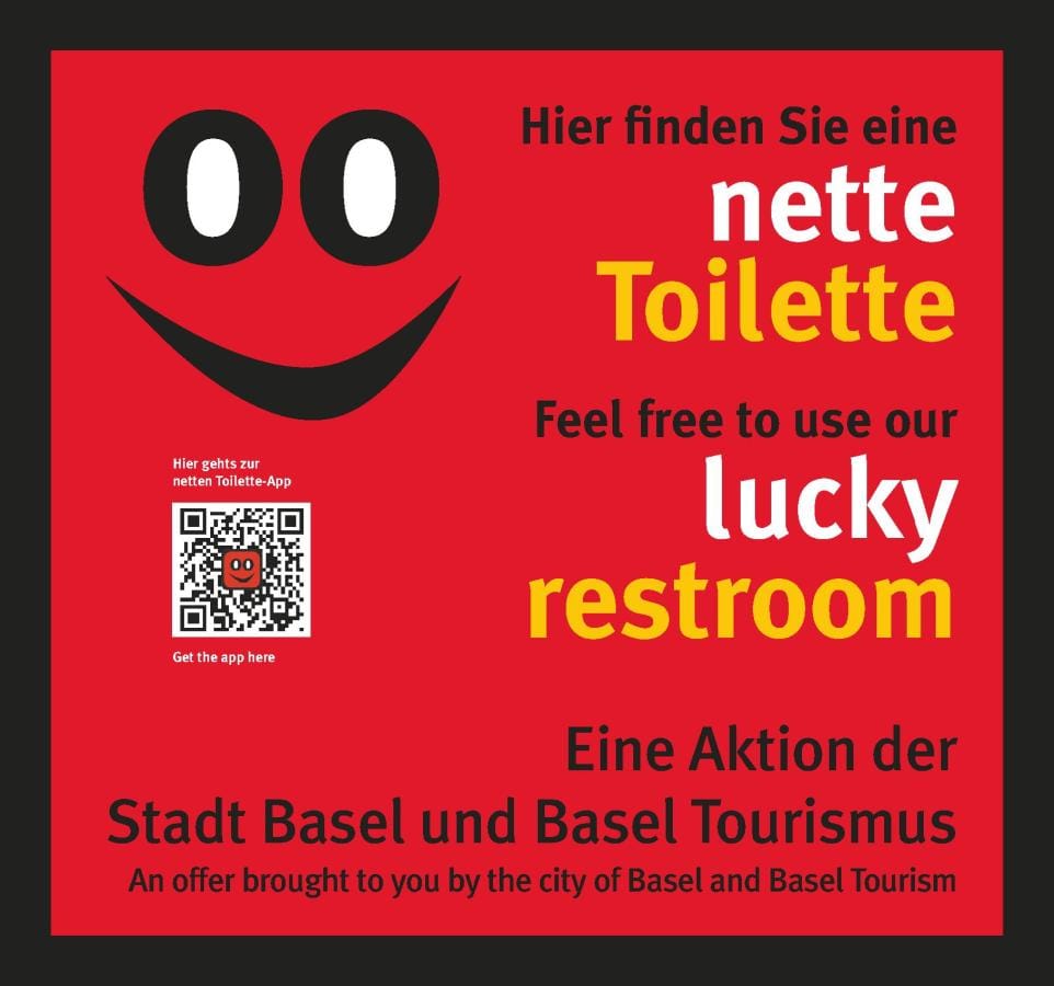 Werbeplakat der Stadt Basel und Basel Tourismus für nette Toiletten.