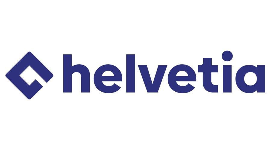 Blaues Logo mit stilisiertem Symbol und Text.
