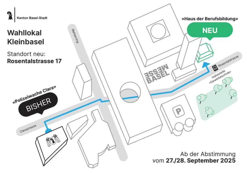 Karte des neuen Wahllokals