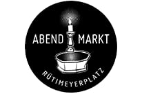 Logo mit Kerze, Becken und Text 'Abendmarkt Rütmeyerplatz'.