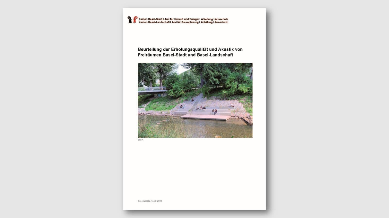 Broschürenumschlag mit Fluss und Parkszene.