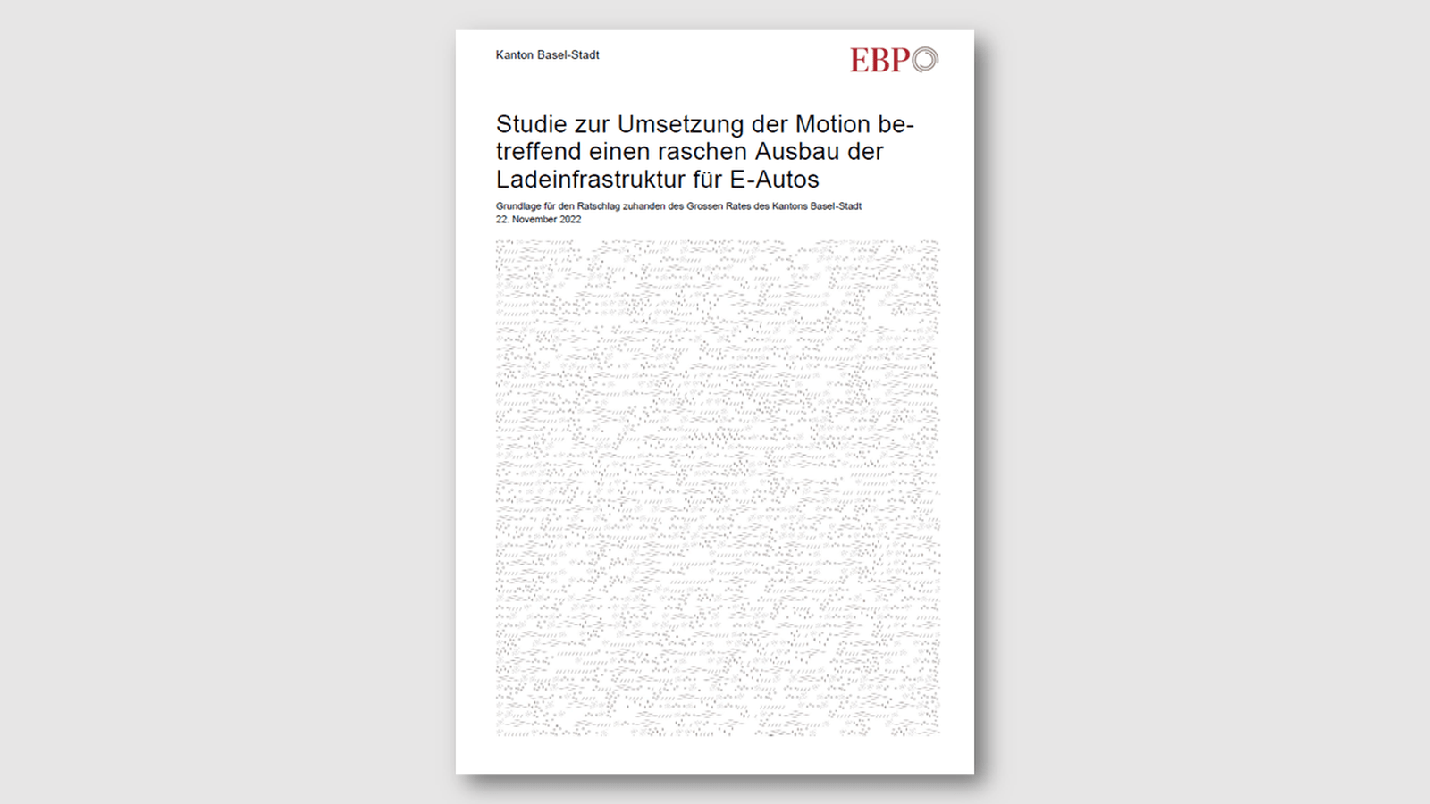Studie zur Umsetzung der Motion betreffend Ladeinfrastruktur für E-Autos.