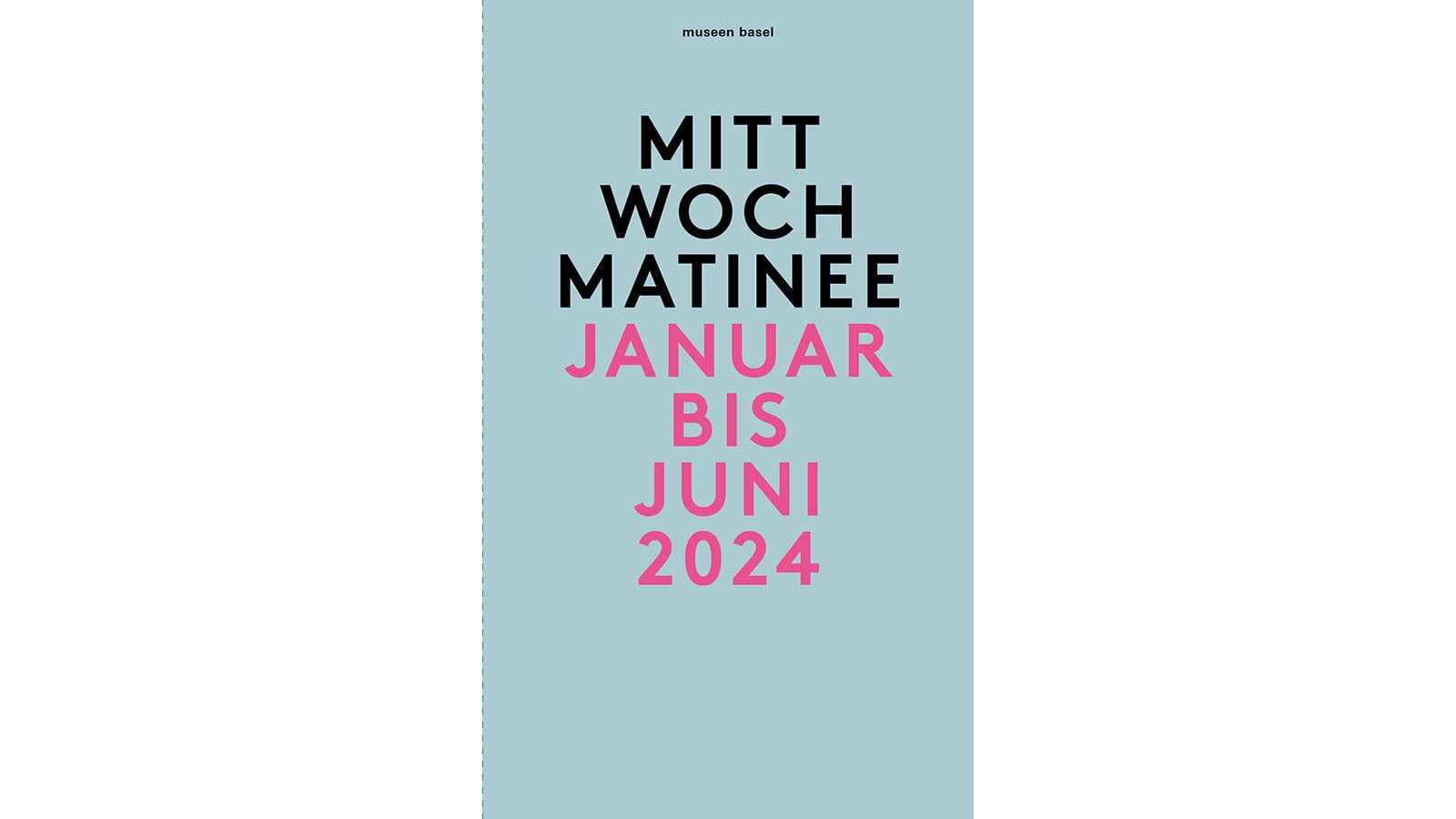 Mittwoch Matinee Januar bis Juni 2024 auf hellblauem Hintergrund.