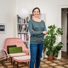 Portrait of Christine Gould in her flat.