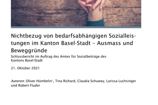 Berichtdeckblatt über Sozialleistungen Basel-Stadt, Hände gefaltet.