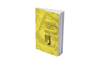 Gelbes Buch mit schwarzem Text, stehend geöffnet.