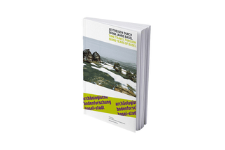 Buch mit Landschaftsfoto auf dem Cover und dem Titel: "Zeitreisen durch 50 000 Jahre Basel - Time travel through 50 000 years of Basel"