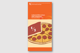 Infografik, die zeigt, dass ein Drittel einer Pizza weggeworfen wird.