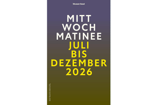 Poster mit Text in grossen Buchstaben auf farbigem Hintergrund.