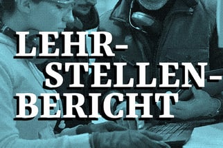 Lehrstellenbericht Schriftzug über Arbeitsumgebung.
