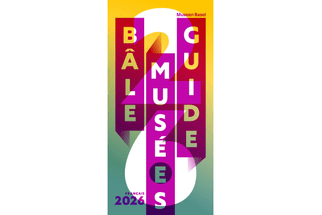 Grafische Gestaltung für Bâle Musées Guide 2026 mit leuchtenden Farben.