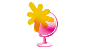Rosa Globus mit gelbem Stern.