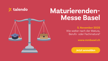 Werbung für Maturierenden-Messe Basel mit Waage Logo und Datum 5. November 2025.