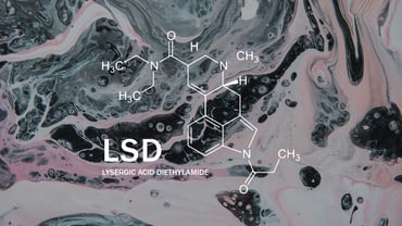 Abstrakte Malerei mit LSD-Strukturformel.