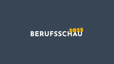 Text 'Berufsschau 2025' auf dunkelblauem Hintergrund.