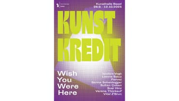 Plakat der Kunsthalle Basel, Ausstellung 'Kunst Kredit'.