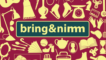 Grafische Collage diverser Gegenstände mit 'bring&nimm'.