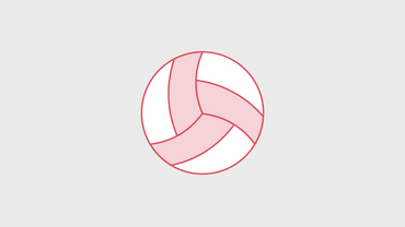 Ein stilisierter Volleyball in Rosa und Weiss.