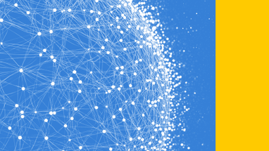 Blaues Netzwerkdiagramm mit gelber Seite.