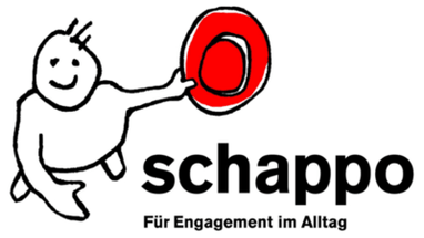 Logo vom schappo: Männchen mit rotem Hut.