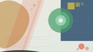 Abstrakte geometrische Formen in Pastelltönen.