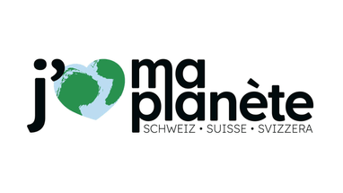 Logo mit Herz und Text 'j'aime ma planète'.