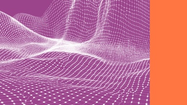 3D-Netzgitter auf lila Hintergrund mit oranger Fläche.