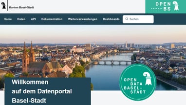 Bildschirmfoto der Startseite des Datenportals Basel-Stadt