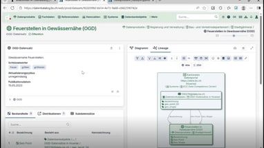 Bildschirmansicht von Datenkatalog-Website mit Diagramm und Informationen zu Feuerstellen.