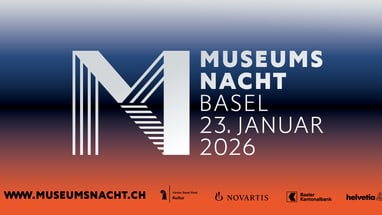 Museumsnacht Basel Plakat, 23. Januar 2026 mit Sponsorenlogos.