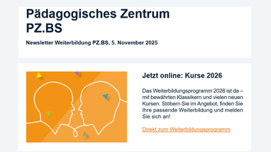 Newsletter des Pädagogischen Zentrums PZ.BS, November 2025.