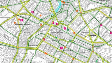 Kartenausschnitt des Velostadtplans