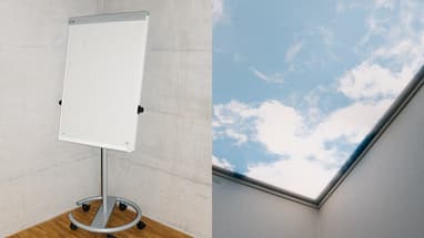 Whiteboard und Himmel