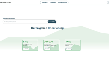 Startseite Statistisches Amt Website mit Suchfeld.