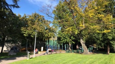 Der Spielplatz auf der Theodorsgraben-Anlage.