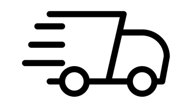 Symbol eines schnellen Lieferwagens mit Bewegungslinien.