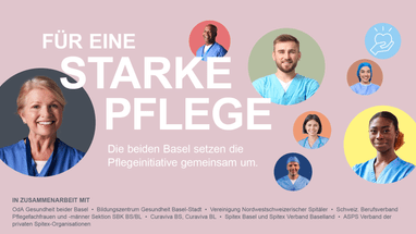 Werbung für Pfleginitiative mit verschiedenen Pflegekräften.