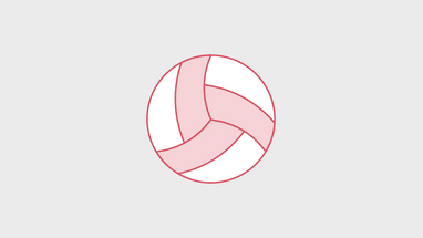 Ein stilisierter Volleyball in Rosa und Weiss.