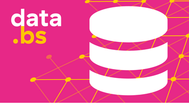 Logo mit Text 'data.bs' auf rosa Hintergrund mit Linienmuster.