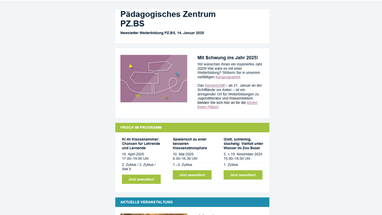 Screenshot des Newsletters des Pädagogischen Zentrums PZ.BS