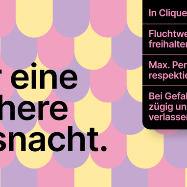 Werbung für eine sichere Fasnacht mit Sicherheitstipps in Basel-Stadt.