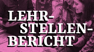 Menschen studieren Lehrstellenbericht, rosa Filter.