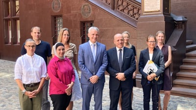 Delegation in the inner courtyard of Basel City Hall.