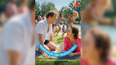 Fröhliche Menschen im Park, Banner