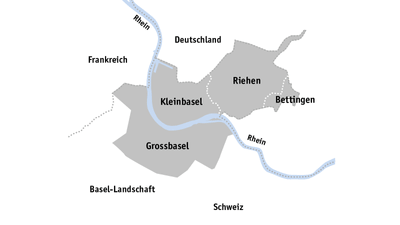 Lageplan des Kantons Basel-Stadt