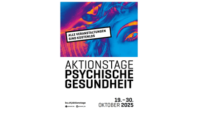 Poster für Aktionstage Psychische Gesundheit 2025 mit abstraktem Gesichtshintergrund.