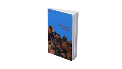 Blaues Buchcover mit Töpferwarenbild.