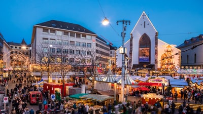 Basel Christmas market on Barfüsserplatz.