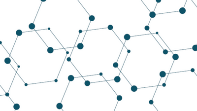 Abstraktes Muster aus blauen Hexagonen.