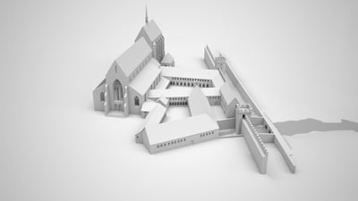 3D-Modell des mittelalterlichen Barfüsserklosters.